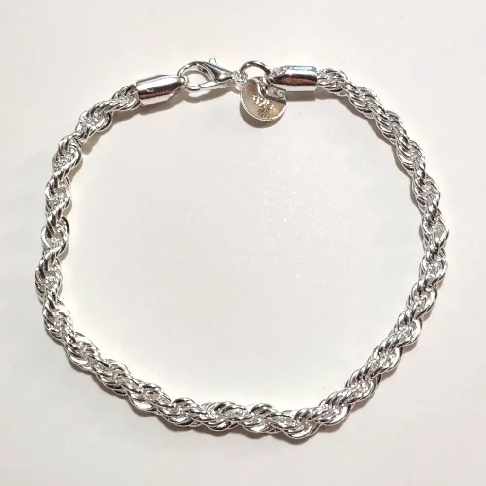 925 Silver Plated Bracelet Diamond Cut Jewelry Christmas Birthday Gift!!!